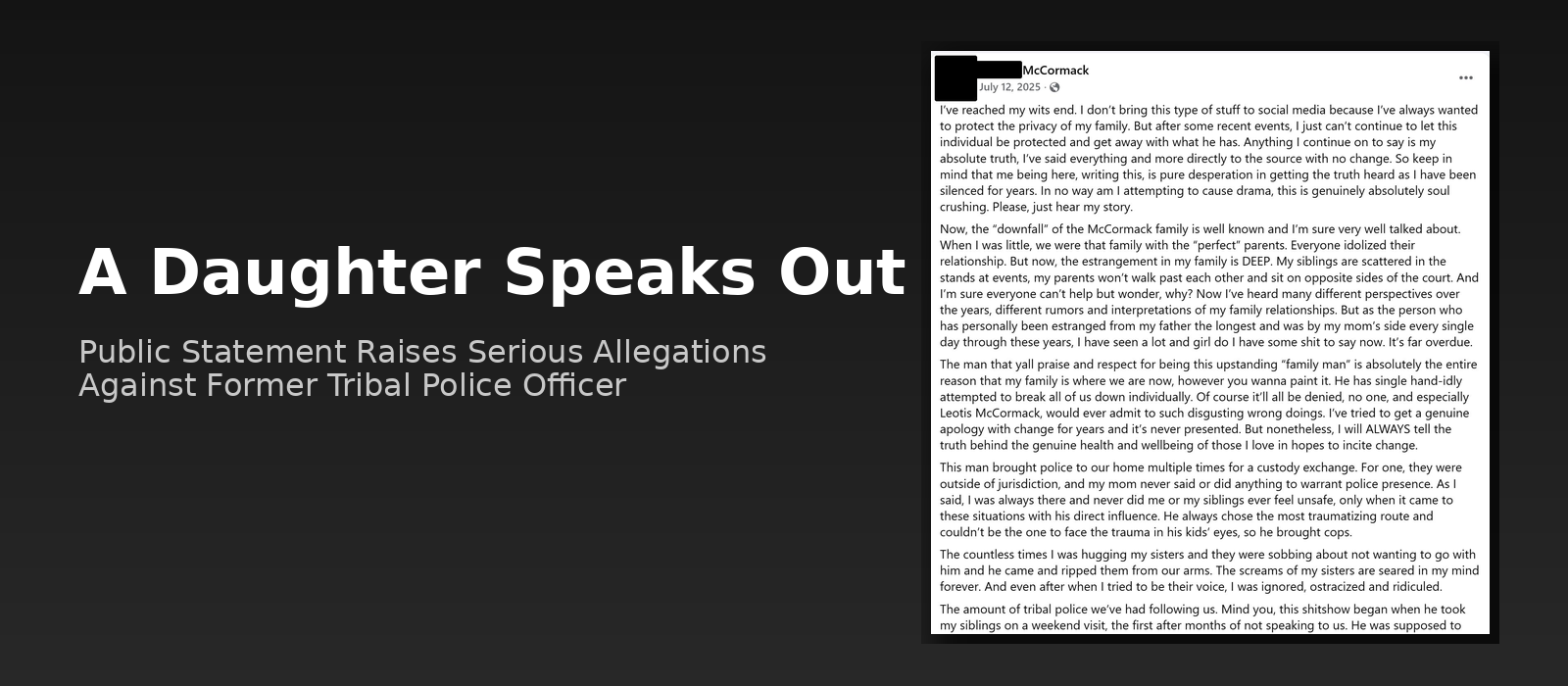 Leotis McCormack - Nez Perce Tribe